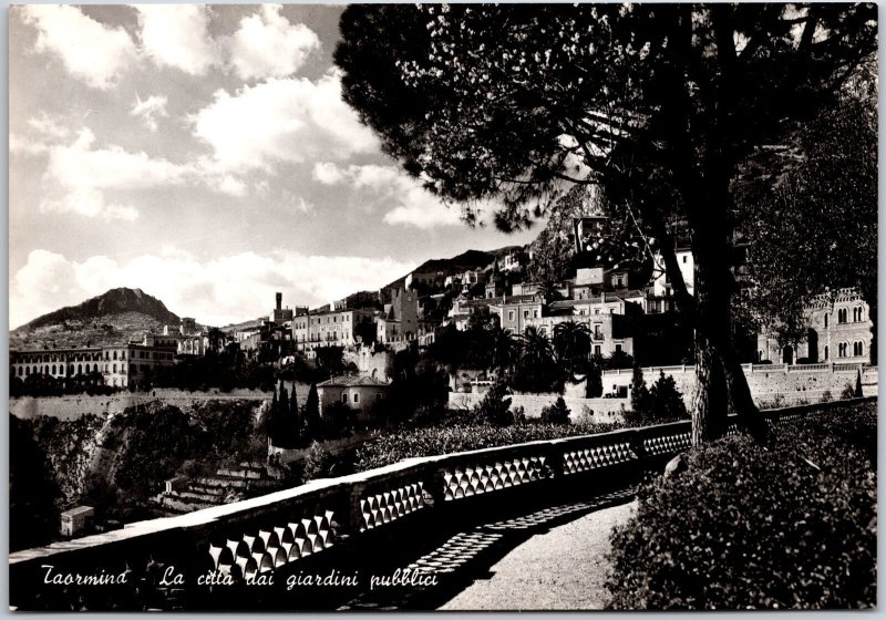 Taormina La Citta dai Giardini Pubblici Italy Real Photo RPPC Postcard