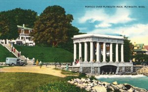 Vintage Postcard Portico Over Plymouth Rock Famous Plymouth Massachusetts MA