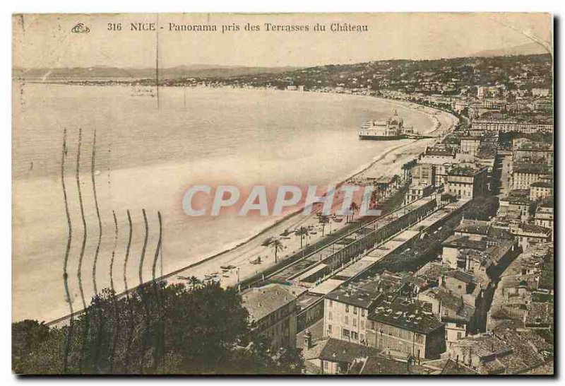 Old Postcard Nice Panorama taken Terrasses du Chateau