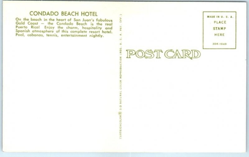 Postcard - Condado Beach Hotel - San Juan, Puerto Rico 