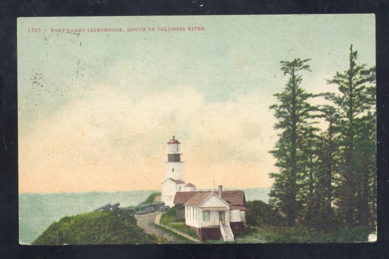 MOUTH OF COLUMBIA RIVER OREGON FORT CANBY LIGHTHOUSE VINTAGE POSTCARD