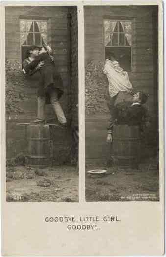 RPPC, Goodbye Little Girl. Goodbye 1905 Humor