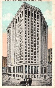 Vintage Postcard First National Bank Building Historic Landmark Detroit Michigan