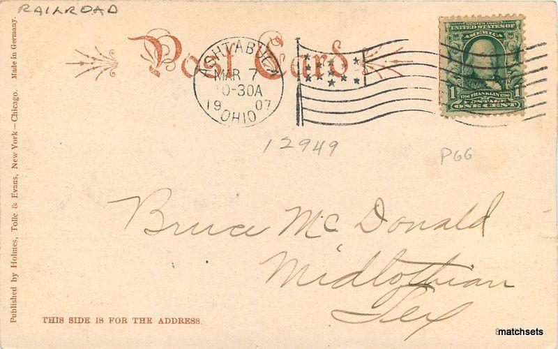 1907 Penn Railroad Docks ASHTABULA Ohio Harbor Holmes postcard 3549
