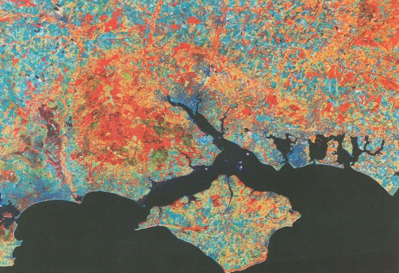 Hampshire Isle Of Wight From Outer Space Astronomy Map Postcard