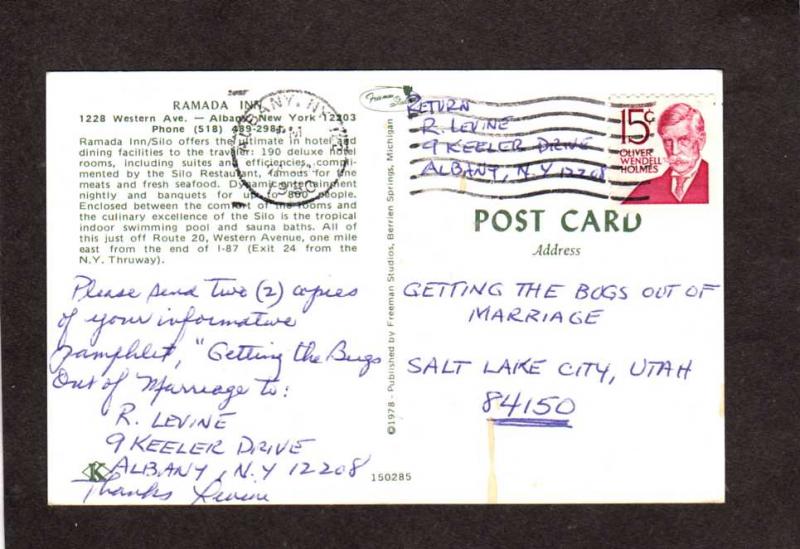 NY Ramada Inn Hotel Motel Western Ave Albany New York Postcard Carte Postale