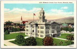 Missoula Montana MT, County Court House Building, Grass Lawn, Vintage Postcard