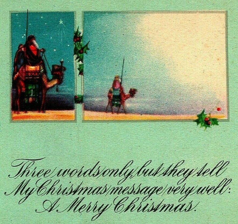 My Christmas Message Very Well Merry Christmas Wise Men UNP Unused Vtg Postcard