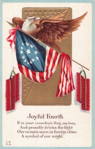 4th of July Eagle 13 star flag Postcard BE003