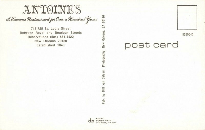 Postcard Antoines Restaurant New Orleans Louisiana 