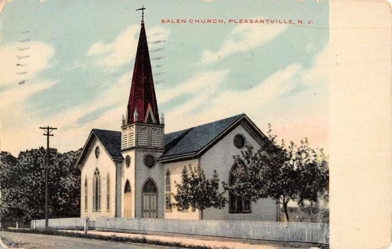 Pleasantville New Jersey Salen Church Street View Antique Postcard K107922