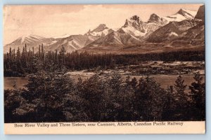 Canmore Alberta Canada Postcard Bow River Valley Three Sisters CPR 1911