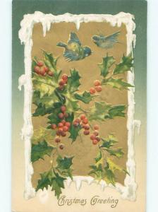 Divided-Back CHRISTMAS BIRDS SCENE Pretty Postcard W8555