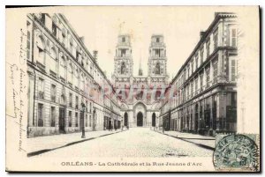Old Postcard Orleans Cathedral and the Joan of Arc Street