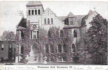 US Used. Waterman Hall, Sycamore, Illinois. Stamp is #405. Dated 1912