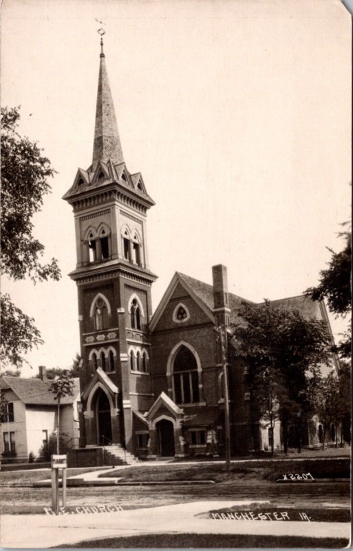 Real Photo Postcard M.E. Church in Manchester, Iowa