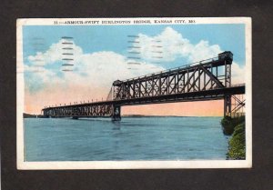 MO Armour Swift Burlington Bridge Kansas City Missouri Postcard