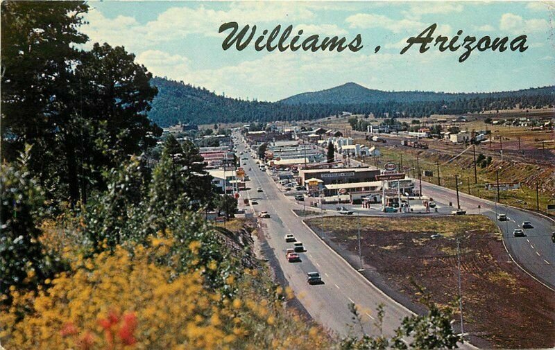 Birdseye View Route 66 Williams Arizona Postcard Bradshaw Distributing 6235