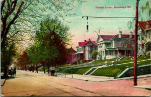 Vtg Postcard Potomac Avenue Hagerstown MD Maryland Horse & Buggies Houses N17