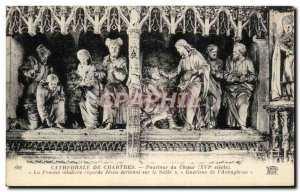 Old Postcard Chartres Cathedrale Circumference of the chorus Woman looks adul...