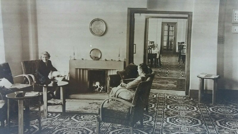 Vintage Postcard Two Ladies Enjoy the Lounge Ormescliife Hotel Llandudno 1950s 