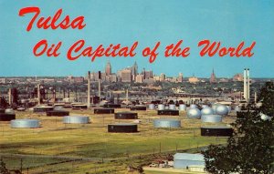 TULSA Oil Capital of the World Oklahoma c1960s Chrome Vintage Postcard