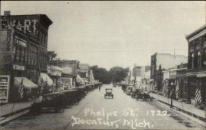 Decatur MI Phelps St. 1922 - 1940s-50s Reprint Postcard jrf