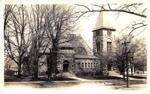 Olivet Michigan~Congregational Church~Beautiful Stone Building w Clock~40s RPPC