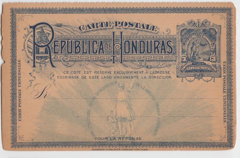 Foreign Postcard Rare c1910 REPUBLIC of HONDURAS Stamp Central America