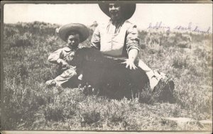 Mother & Child Black Lamb - Riverton Wyoming WY c1910 Real Photo Postcard