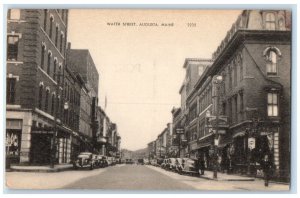 c1930's Water Street Cars Buildings Stores Augusta Maine ME Vintage Postcard