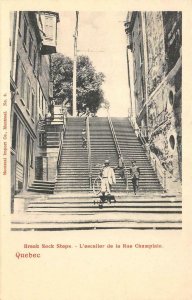 Bicycle, Break Neck Steps L'escalier de la Rue Champlain, Quebec c1900s Postcard