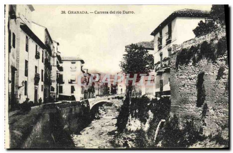 Old Postcard Granda Carrera del Darro rio