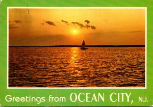 New Jersey Greetings From Ocean City Sailing Scene At Sunset 1988