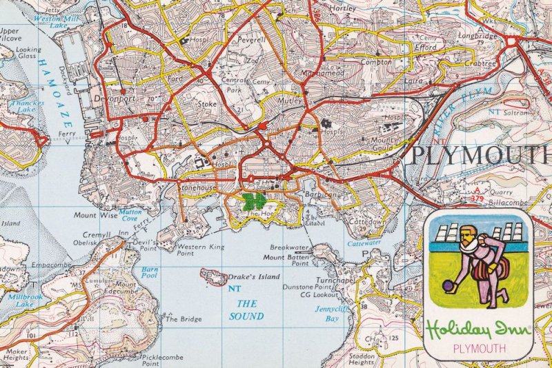 Holiday Inn Plymouth Ordnance Survey Map Postcard