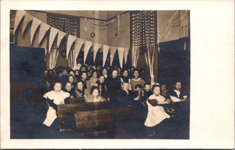 Real Photo PC School Children Inside Classroom in/near Burlington, Wisconsin 