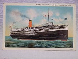 Boat Ship Steamer City of Grand Rapids CT Art Colored postcard