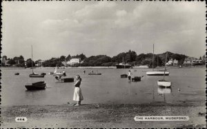 Vintage RPPC Mudeford DORSET Harbour Sailboats Real Photo PC