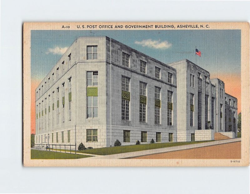 Postcard U.S. Post Office And Government Building, Asheville, North Carolina