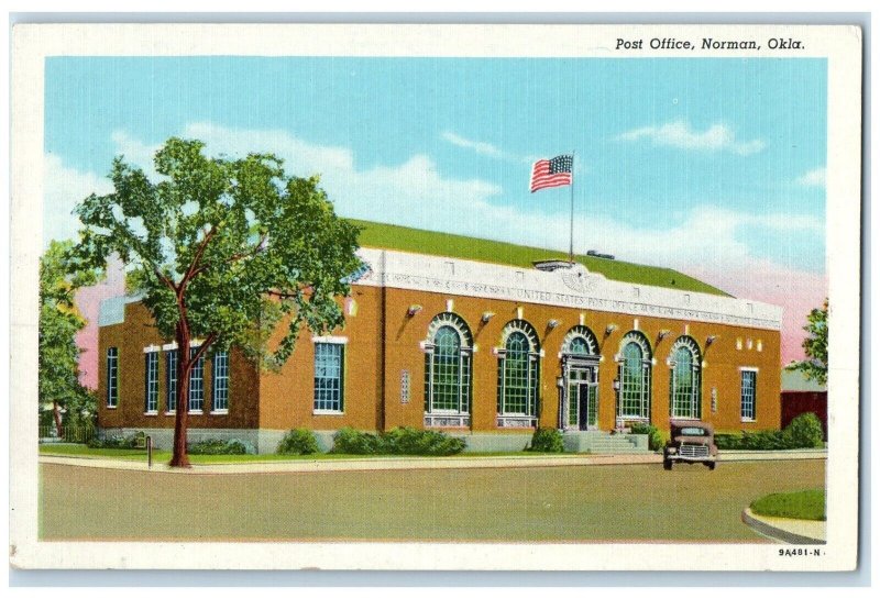 1940 Exterior View Post Office Building Norman Oklahoma Antique Vintage Postcard