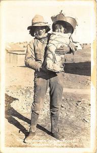 Navajo Indian And Papoose Real Photo RPPC Postcard