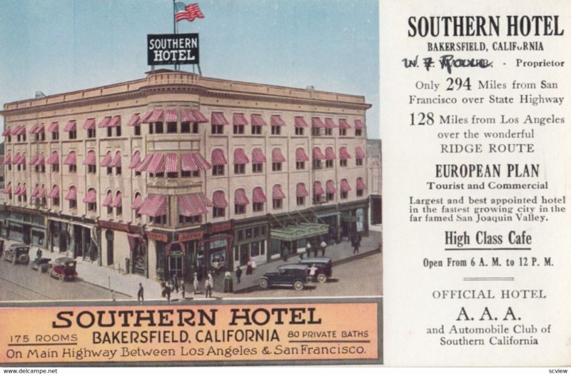 BAKERSFIELD , California , 1900-1910s ; Southern Hotel