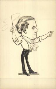 Conductor Caricature A. Fox Real Photo Postcard of Drawing c1910