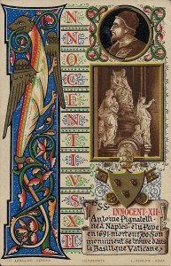 Pope Innocent XII, pre 1907, Catholic Leader, Fancy Postcard, Illuminated