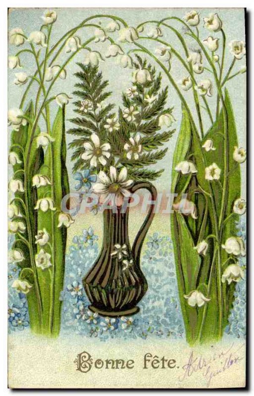 Old Postcard Fantasy Flowers Lily of the valley