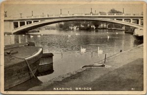 Pennsylvania Reading Bridge Boats Swans 1945 from Pvt Chas Usner Postcard V7
