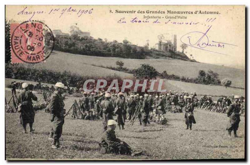 Postcard Former Army Major Maneuvers d & # 39automne Infantry Big Stop