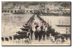 Old Postcard Army Vienna bypass Maneuvers on the Rhone by regiments of Genie ...