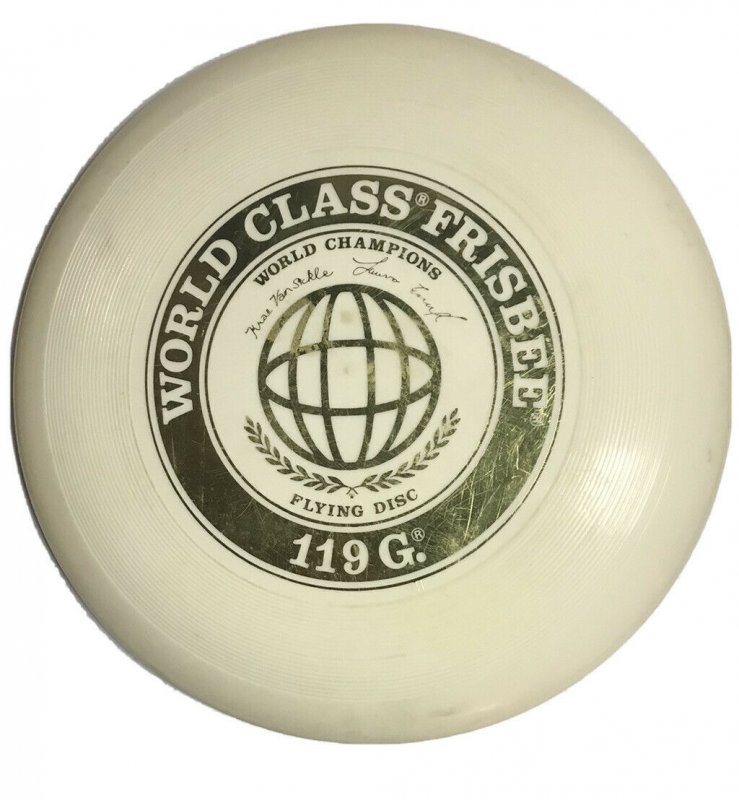 VINTAGE ORIGINAL WHAM-O 119G WORLD CLASS FRISBEE WHITE FLYING DISC 1975