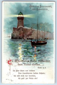 Lighthouse Boat Postcard India Children St. Paul MN To Sunday School 1913 Posted